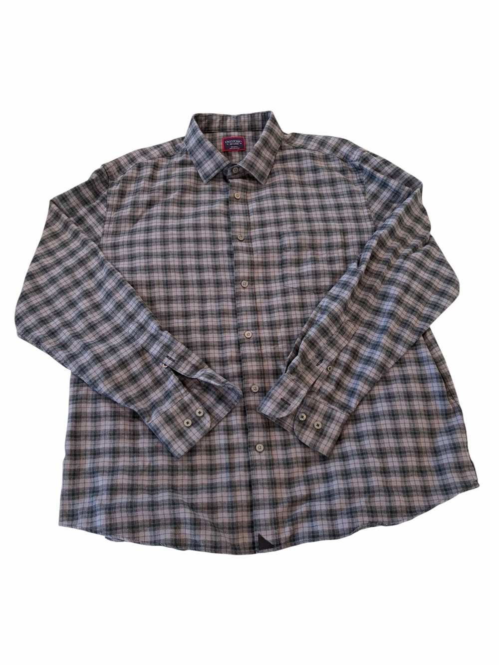 UNTUCKit Parducci‎ Flannel Shirt Men’s XXL Gray Green Plaid Button Front